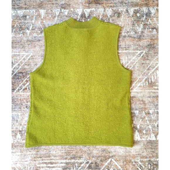 Coldwater Creek Boiled Wool Zip Sweater Vest M Green Chevron Textured VTG Style - Picture 6 of 14